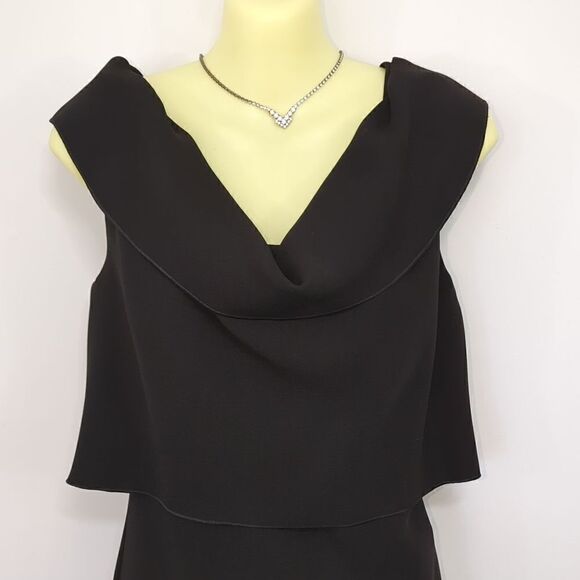 Escada Dress "Dayla" Black Sheath Attached Shrug Escada 38 NWT U.S.Sm - Picture 2 of 11